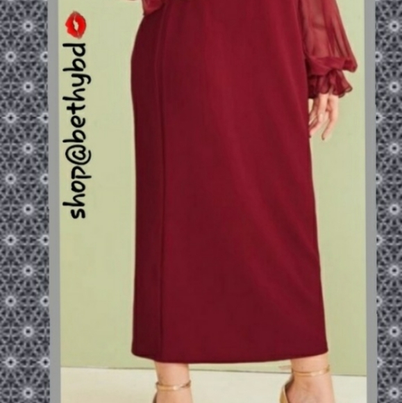 Cranberry Red💼  5🌟rated Dress w/ sheer bishop sleeve! Last One! - Picture 5 of 6